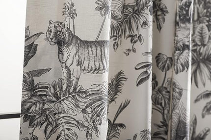 Maison d' Hermine Curtains for living room 100% Cotton 108 inch length One Panel Light Filtering Toile Curtains for Bedroom Windows with rod and loop Pockets Drapes (Savana Jouy Black, 50"W x 108"L)