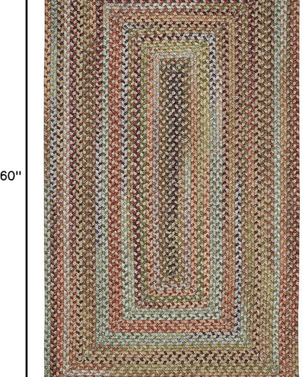Capel American Heritage Olive Tan 3' 0" X 5' 0" Concentric Rectangle Braided Rug