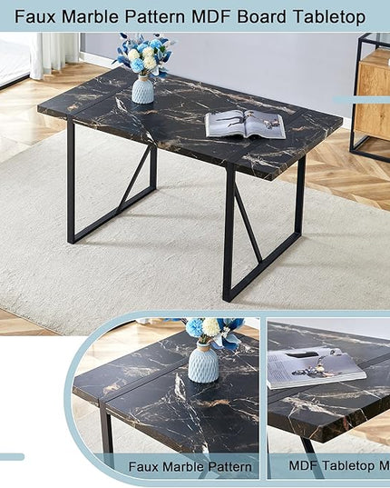 Dining Table Set for 4,Modern Rectangle Dining Table and Fabric Dining Chairs 4, 5 Piece Kitchen Table and Chairs for 4