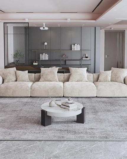JACH 181" Oversized Modular Sectional Sofa, Deep 4-Seats Sectional Couch, Huge Plus Convertible Soft Sofas, Corduroy Minimalist Couches for Living Room, Office, Apartment, Beige