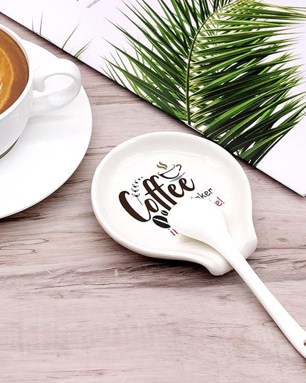Funny Colourful Coffee Spoon Rest- Ceramic Coffee Spoon Holder-Cafe Station Bar Accessories-Coffee Drinker in Your Life Sign