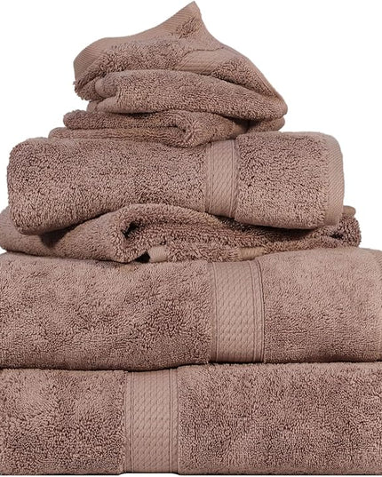 Superior Egyptian Cotton Pile 6-Piece Towel Set, 2 Bath, 2 Hand, 2 Face Towel/Washcloth, Heavyweight, Ultra Soft Luxury Towels, Thick Plush Essentials, Guest Bath, Spa, Hotel Bathroom, Muted Mauve