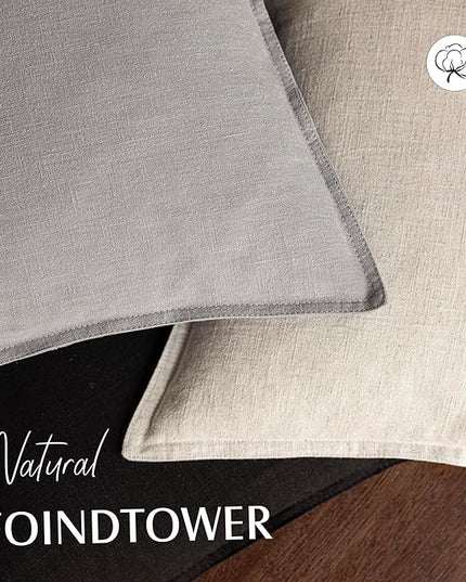 Foindtower Pack of 2, Decorative Linen Soild Throw Pillow Covers Soft Accent Cushion Case Boho Farmhouse Neutral Pillowcase for Chair Couch Sofa Bedroom Living Room Home Decor 24 x 24 Inch Black