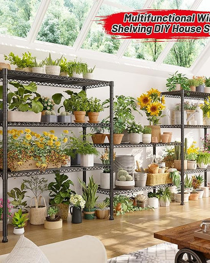 REIBII Wire Shelving Storage Shelves Metal Shelves Heavy Duty Shelving Adjustable Garage Storage Wire Shelf Pantry Shelves for Bedroom Kitchen Rack 35.5''W x 14''D x 59''H