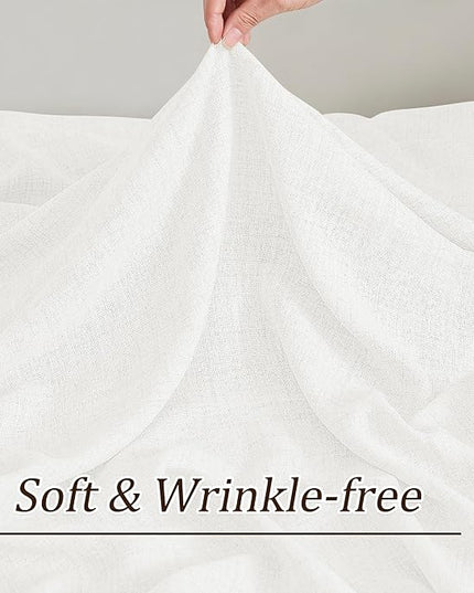 RAIN CITY Linen Pinch Pleated White Sheer Curtains 94 Inches Long 2 Panels Set, Light Filtering Window Drapes for Bedroom Living Room 50 Each Wide