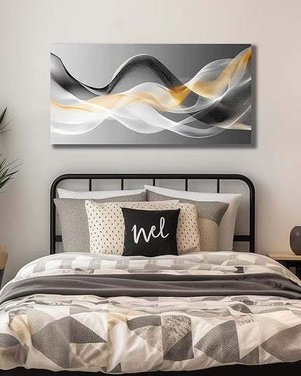 JuhaiArt Gold Wall Art Black Wall Decor Abstract Wall Decorations for Bedroom Office White Picture Artwork Modern Poster 20"x 40"