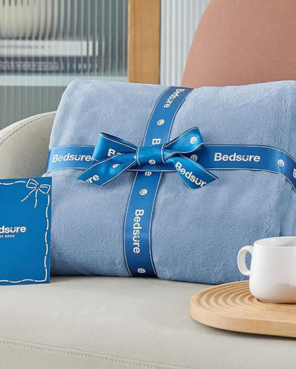 Bedsure Fleece Throw Blanket for Couch Light Blue - Lightweight Plush Fuzzy Cozy Soft Blankets and Throws for Sofa, 50x70 inches