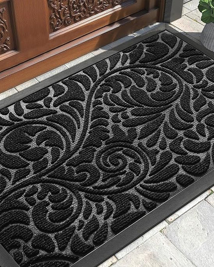 Yimobra Large Door Mat Outside Entrance 36x24, Waterproof Sturdy Outdoor Mats for Front Door, Heavy Duty Non-Slip Doormat for Garage Patio Entryway Indoor, Easy Clean, Black