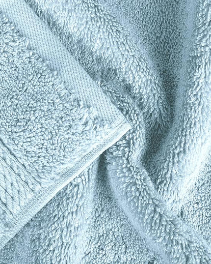 Superior Egyptian Cotton Pile Bath Sheet Set of 2, Ultra Soft Luxury Towels, Thick Plush Essentials, Absorbent Heavyweight, Guest Bath, Hotel, Spa, Home Bathroom, Shower Basics, Light Blue