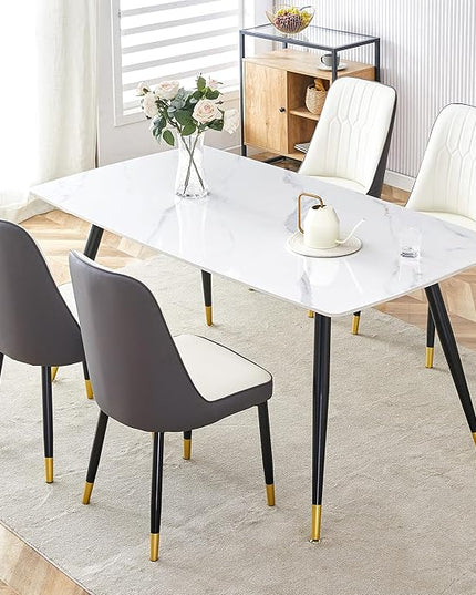 Dining Table Set for 4, Dining Room Table Set for 4, Sintered Stone Kitchen Table Top and Modern Chairs Set of 4 for Kitchen Dining Living Room