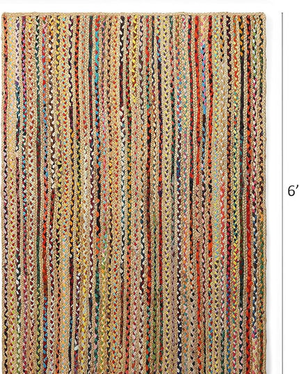 REDEARTH · Jute Cotton Chindi Area Rug - 4'x6' Rectangular Rug, Handwoven, Non-Shedding, Soft & Durable – Multi Tones for Home Décor in Living Room, Dining Room, Bedroom, Set of 2