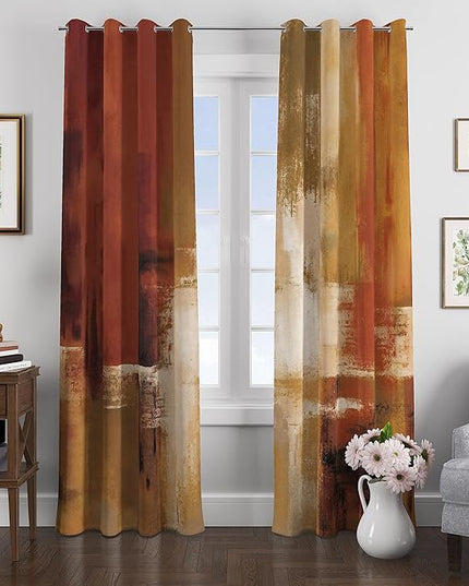 Asuexpect Burnt Orange Curtains 2 Panels Abstract Rust Curtain Room Darkening Grommet Window Drapes Modern Decorative Window Treatments for Bedroom Living Room, 52x63 Inches