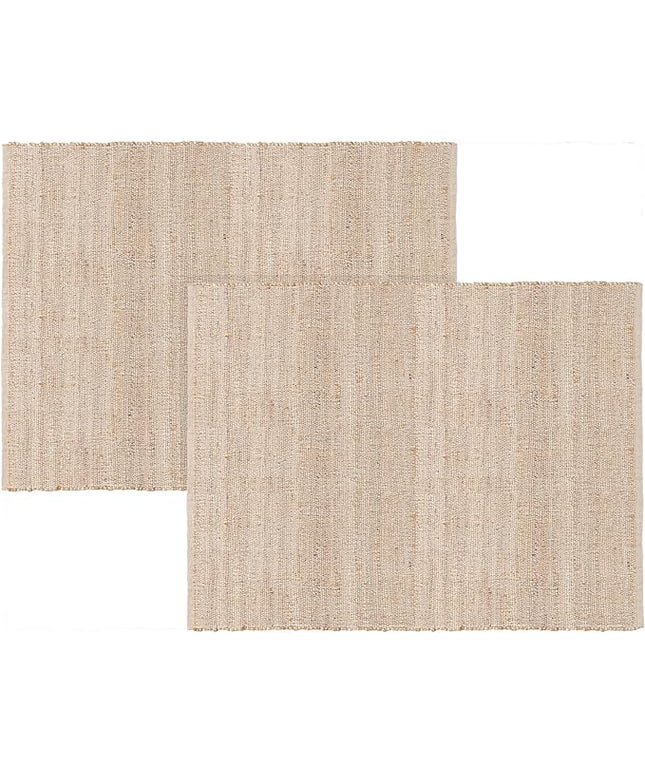 REDEARTH · Jute Cotton Area Rug - 2'x3' Rectangular Rug, Sustainable Handwoven, Non-Shedding, Soft & Durable – Reversible, Neutral Tones for Home Décor in Living Room, Dining Room, Bedroom, Set of 2