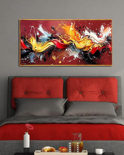 Ouzzlie Colorful Wall Decor Red Art for Living Room Large Wall Pictures Abstract Artwork Home Decor Prints Wall Art 29"x 59"