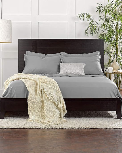Pure Bamboo Twin Sheets, Genuine 100% Organic Viscose Derived from Bamboo Bed Sheet Set, Luxuriously Soft & Cooling, Double Stitching, 2 Year Quality Promise (Twin, Stone Grey)