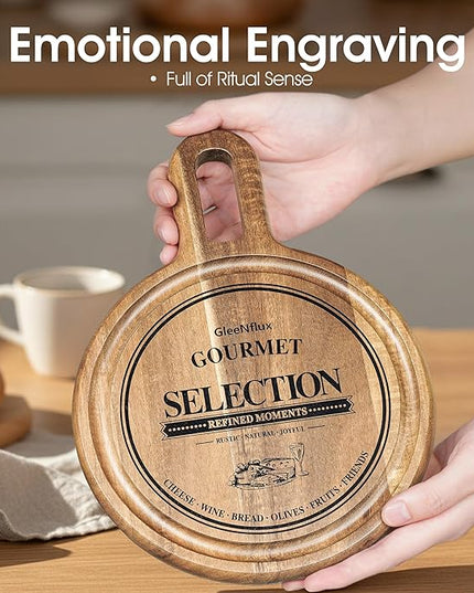 Acacia Wood Charcuterie and Cheese Board Set, 2-Piece Mini Serving Boards for Cheese, Fruit, Nuts, Treats & Appetizers – Elegant Snack Boards for Entertaining & Gift Giving