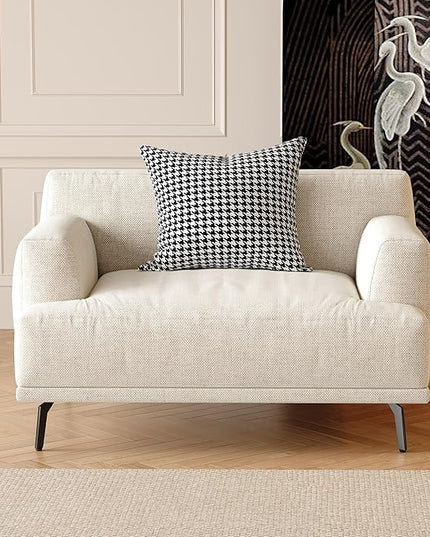 41.3” Modern Upholstered Armchair, Accent Chair with Deep Seat, Fixed Cushions, Sturdy Metal Legs, Easy to Assemble, Beige Fabric Chair for Bedroom or Living Room