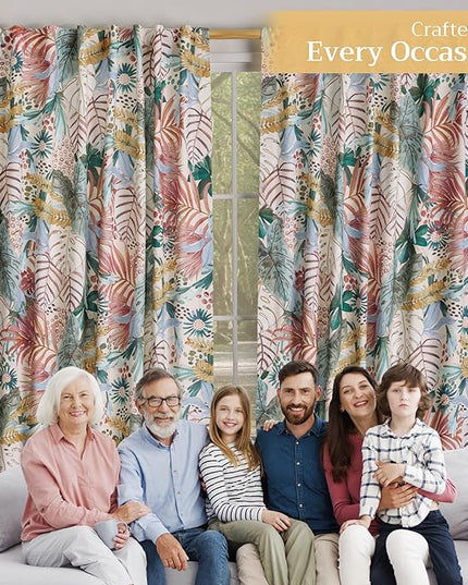 Maison d'Hermine Curtains for Living Room 100% Cotton 96 inch Length Two Panels Window Curtains for Bedroom with Loop & Rod Pockets - Oasis, 50" W x 96" L