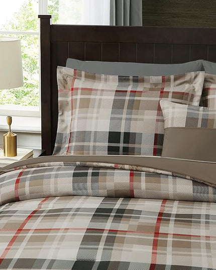 MaiRêve Comforter Set Full Size Khaki, Classic Farmhouse Bedding Set Bed in a Bag 7 Pieces, Lightweight All Season Comforter Set with Sheets, Pillowcases & Shams