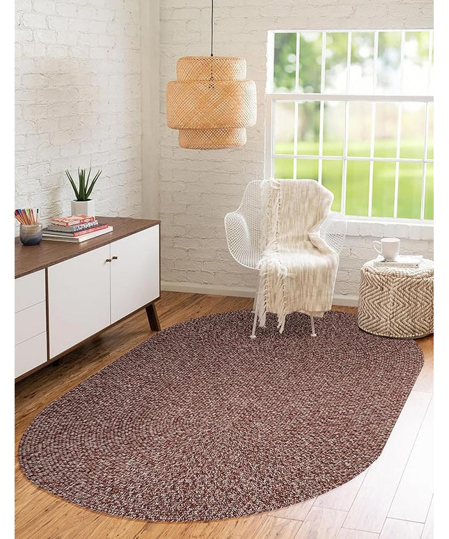 Seasons SE75 Summer Red 8' x 11' Oval - Braided Area Rug, Home Decor, Floor Mat or Bedroom Rug - Easy Care, Ideal for High Traffic Areas in Hallway and Living Room - Made in USA