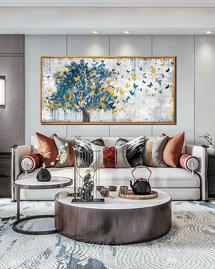 Framed Canvas Wall Art for Living Room Bedroom Office Large Tree of Life Wall Art Butterfly Tree Picture Modern Canvas Prints Decor Size 29x59