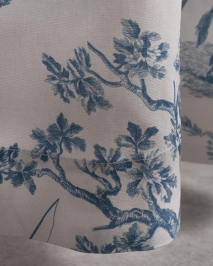 Maison d' Hermine Curtains for Living Room 100% Cotton 108 inch Length One Panel Light Filtering Toile Curtains for Bedroom Windows with Rod and Loop Pockets Drapes (The Miller Denim, 50" W x 108" L)