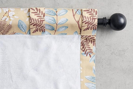 Maison d' Hermine Curtains for Living Room 100% Cotton 108 inch Length One Panel Light Filtering Curtains for Bedroom Windows with Rod and Loop Pockets Drapes (Feuillage Light Ecru, 50" W x 108" L)