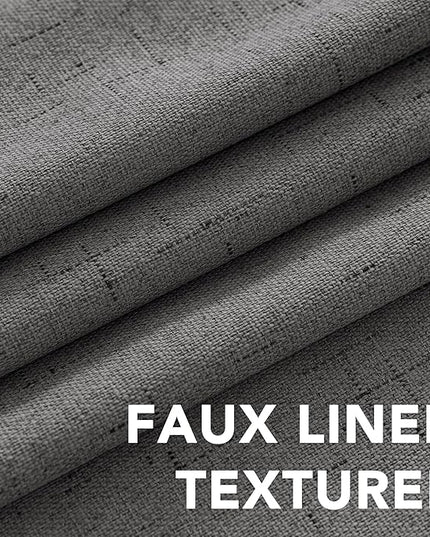 H.VERSAILTEX Primitive Linen Curtains 100% Blackout Curtain Drapes Burlap Fabric Curtains with White Thermal Insulated Liner, Grommet Top Drapes Living Room/Bedroom (2 Panels, 42 x 54 Inch, Grey)