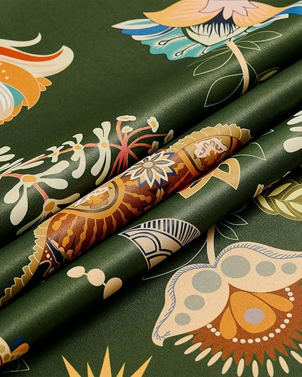 XiDi Green Floral Curtains 108 Inches Long 2 Panels Vintage Patterned Blackout Curtains for Living Room Thermal Insulated Grommet Luxury Cottage Core Botanical Printed Drapes Moss Green 52x108