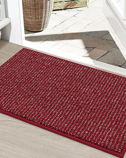 BEQHAUSE Dirt Trapper Door Mat 24" x 36", Non-Slip Washable Doormats Entrance Mat, Dirt Resistant and Absorbent Welcome Mat, Low Profile Floor Mats for Front Back Door and Entryway, Red
