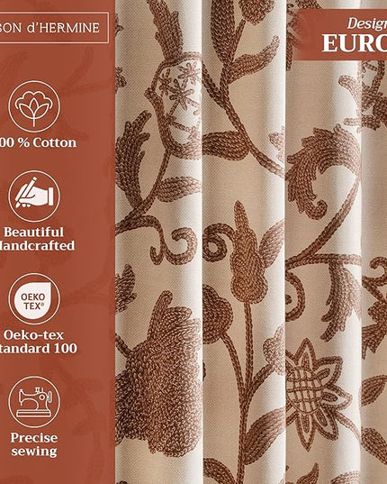 Maison d' Hermine Curtains for Living Room 100% Cotton 124 inch Length One Panel Light Filtering Curtains for Bedroom Windows with Rod and Loop Pockets Drapes (Artisan Love Sand, 50" W x 124" L)