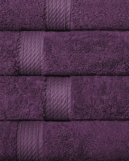 Superior Egyptian Cotton Pile 10 Piece Towel Set, Includes 2 Bath, 4 Hand, 4 Face Towels/Washcloths, Ultra Soft Luxury Towels, Thick Plush Essentials, Guest Bath, Spa, Hotel Bathroom, Plum
