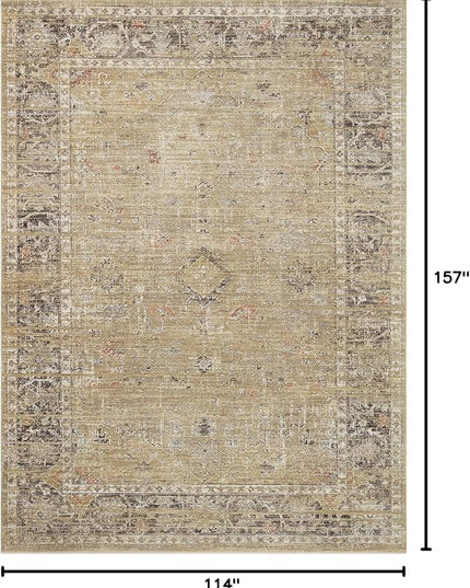 Loloi Magnolia Home by Joanna Gaines Millie Collection MIE-03 Gold/Charcoal 9'-6" x 13'-1", .25" Pile Height, Area Rug