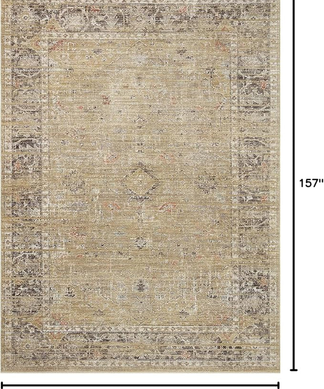 Loloi Magnolia Home by Joanna Gaines Millie Collection MIE-03 Gold/Charcoal 9'-6" x 13'-1", .25" Pile Height, Area Rug