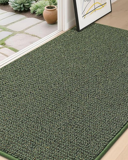 BEQHAUSE Dirt Trapper Door Mat 36" x 60", Non-Slip Washable Doormats Entrance Mat, Dirt Resistant and Absorbent Welcome Mat, Low Profile Floor Mats for Front Back Door and Entryway, Green