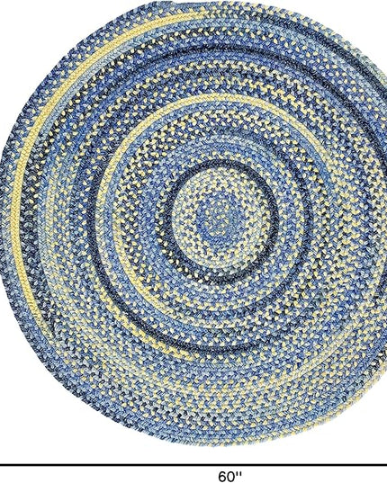 Capel American Heritage Blue Yellow 5' 0" Round Braided Rug