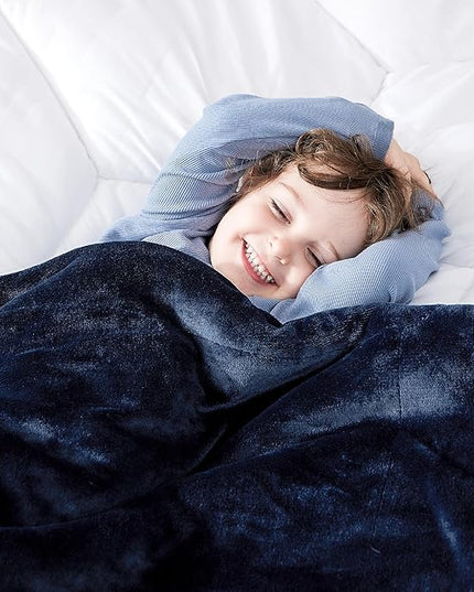 Bedsure GentleSoft Bedding Fleece Blanket for Girls and Boys - Soft Cozy Cute Small Throw Blankets for Travel, 43x55 Inches, Navy
