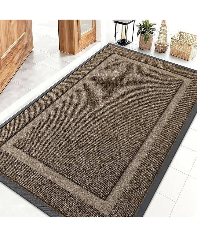 OLANLY Front Door Mat Indoor Outdoor Entrance, Waterproof All-Season, All-Weather Doormat, Sturdy Natural Rubber, Fade Resistant, Low Profile, Easy Clean Patio Porch Entryway Mat, 71x47, Brown
