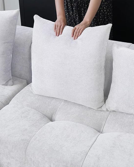 JACH 2 Seater Sofas Sectional Couches, Modern Love Seat Office Couch, Loveseat Modular Couch, Cozy Sleeper Sofa for Apartment, Bedroom, Living Room (Linen Fabric, White)