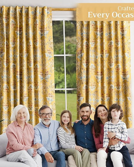 Maison d' Hermine Curtains for Living Room 100% Cotton 96 inch Length Two Panels Light Filtering Curtains for Bedroom Windows with Rod and Loop Pockets Drapes (Marquise Yellow, 50" W x 96" L)