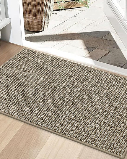 BEQHAUSE Dirt Trapper Door Mat 24" x 36", Non-Slip Washable Doormats Entrance Mat, Dirt Resistant and Absorbent Welcome Mat, Low Profile Floor Mats for Front Back Door and Entryway, Light Beige