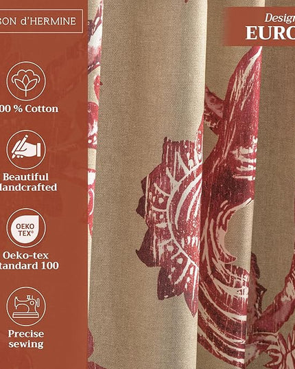 Maison d' Hermine Curtains for Living Room 100% Cotton 96 inch Length One Panel Light Filtering Curtains for Bedroom Windows with Rod and Loop Pockets Drapes (Bowral, 50" W x 96" L)