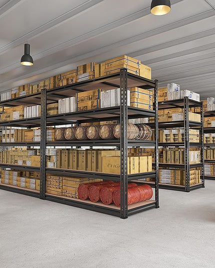 REIBII 48" W Garage Shelving 3020LBS Storage Shelves 5 Tier Heavy Duty Shelving Adjustable Garage Shelves for Basement, Warehouse, Commercial, Easy Assemble, 48" W x 72" H x 24" D