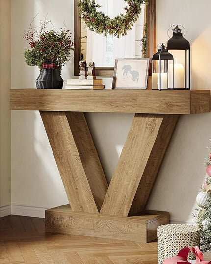 Tribesigns Narrow Console Table, Behind Couch Sofa Small Entryway Table with V-Shaped Legs, Living Room, Hallway, Foyer, Entrance, Brown