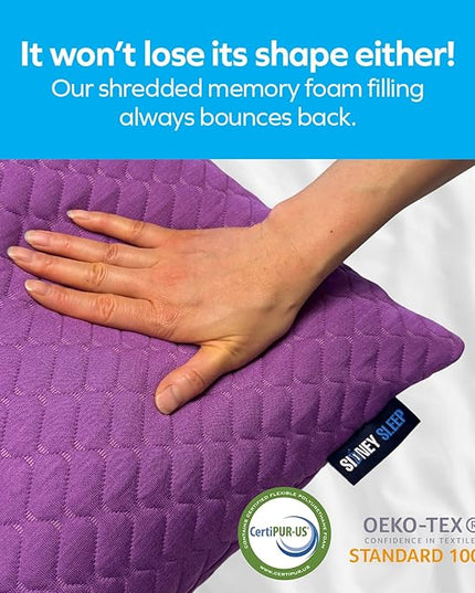 Sidney Sleep Set of 2 Queen Size Adjustable Bed Pillows for Side and Back Sleepers - Memory Foam Pillows for Neck and Shoulder Support - Customizable Loft - Extra Foam Included (Magenta)