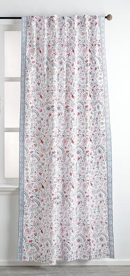 Maison d' Hermine Curtains for Living Room 100% Cotton 84 inch Length One Panel Light Filtering Curtains for Bedroom Windows with Rod and Loop Pockets Drapes (Nellore, 50" W x 84" L)