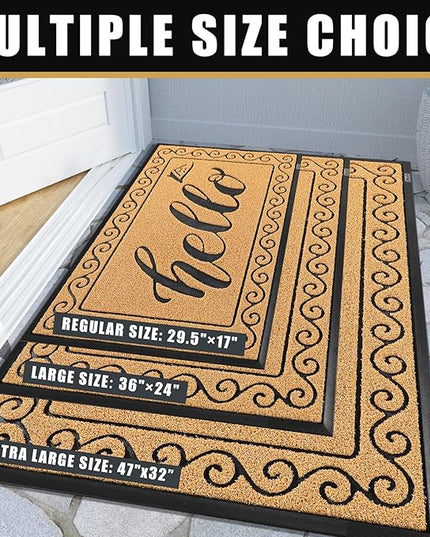 Yimobra Welcome Mats for Front Door 29.5x17, Heavy Duty Waterproof Outdoor Door Mat Outside Entrance, Non-Slip Low Profile Indoor Entryway Mat for Garage Patio, Yellow