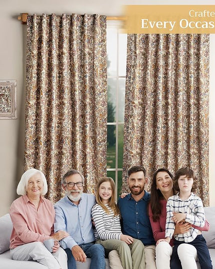 Maison d' Hermine Curtains for Living Room 100% Cotton 96 inch Length One Panel Light Filtering Curtains for Bedroom Windows with Rod and Loop Pockets Drapes (Jaipur, 50" W x 96" L)