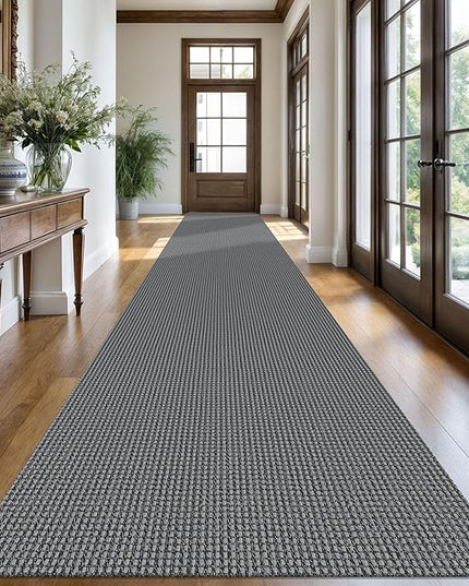 KOZYFLY Extra Long Runners for Hallways 3x20 ft Washable Kitchen Runner Non Slip Rubber Backed Hallway Rug Cotton Entryway Runner Rug Floor Carpet for Indoor Hall, Kitchen, Stair, Grey/Dark Grey