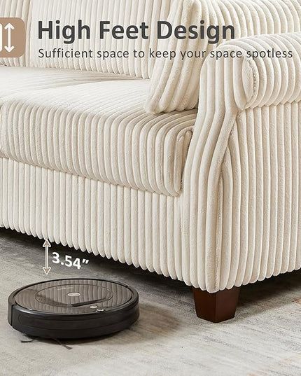 Modular Sectional Sofa Couch, L-Shape Corduroy Couches 6 Seat with Storage Ottoman, Modern Corner Sofa Memory Foam Sectional Cloud Couches for Living Room, Bedroom, Apartment, Office (Beige)